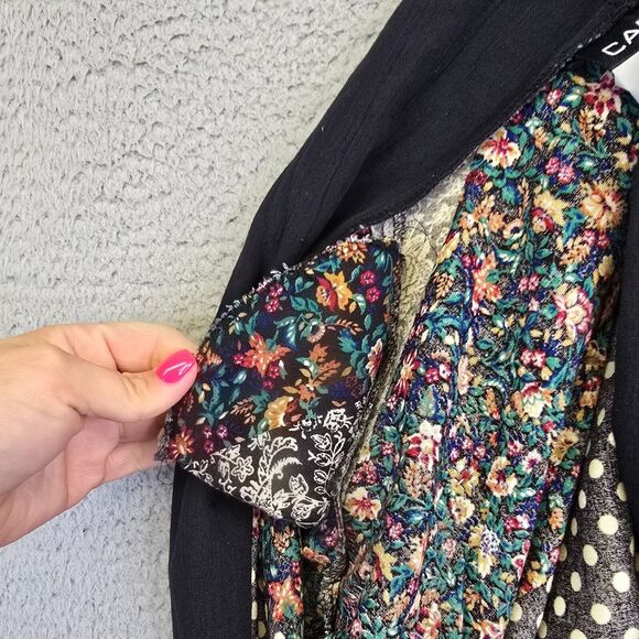 Vintage Cabrais Collection Jacket Womens M Patchwork Floral Artsy Boho 80s Retro - Picture 14 of 15